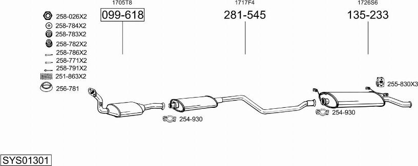 Bosal SYS01301 - Impianto gas scarico autozon.pro