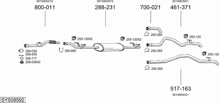 Bosal SYS08592 - Impianto gas scarico autozon.pro