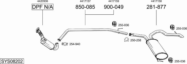 Bosal SYS08202 - Impianto gas scarico autozon.pro