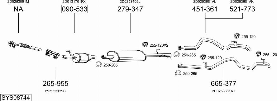 Bosal SYS08744 - Impianto gas scarico autozon.pro