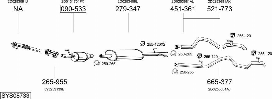 Bosal SYS08733 - Impianto gas scarico autozon.pro