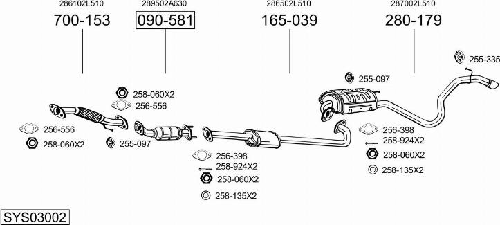 Bosal SYS03002 - Impianto gas scarico autozon.pro