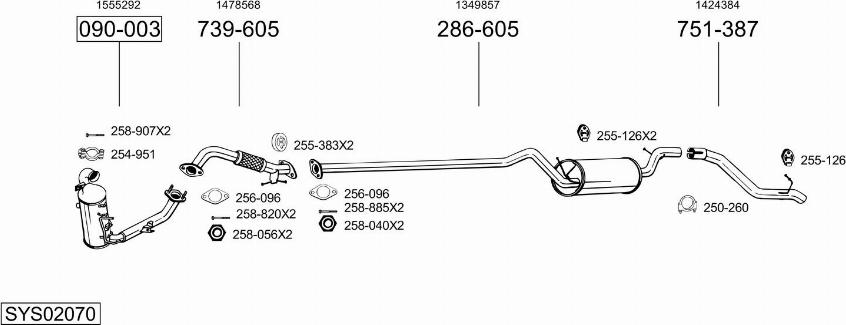 Bosal SYS02070 - Impianto gas scarico autozon.pro