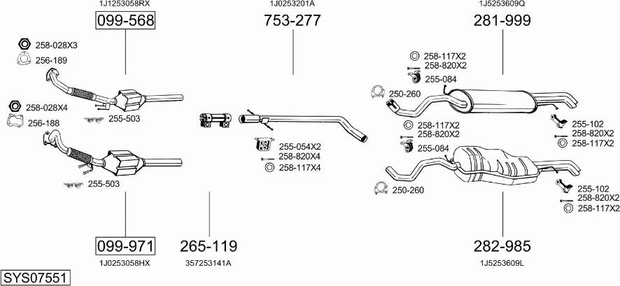 Bosal SYS07551 - Impianto gas scarico autozon.pro