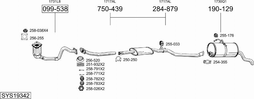 Bosal SYS19342 - Impianto gas scarico autozon.pro