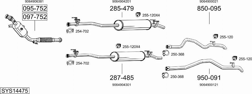 Bosal SYS14475 - Impianto gas scarico autozon.pro