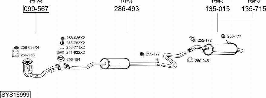 Bosal SYS16999 - Impianto gas scarico autozon.pro