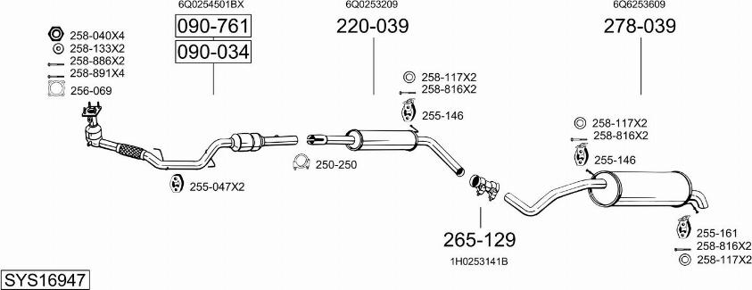 Bosal SYS16947 - Impianto gas scarico autozon.pro