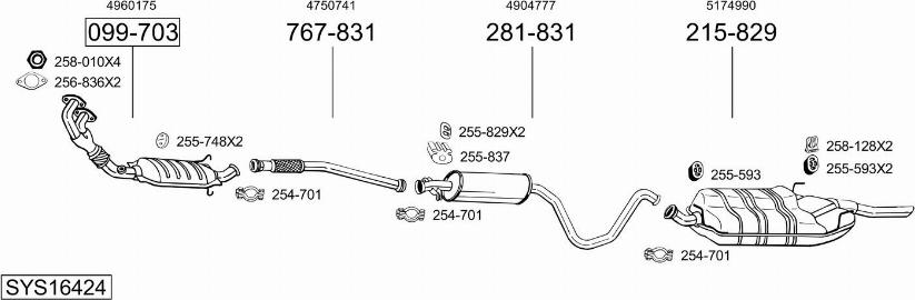 Bosal SYS16424 - Impianto gas scarico autozon.pro