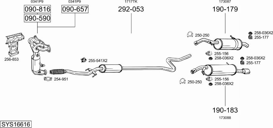 Bosal SYS16616 - Impianto gas scarico autozon.pro