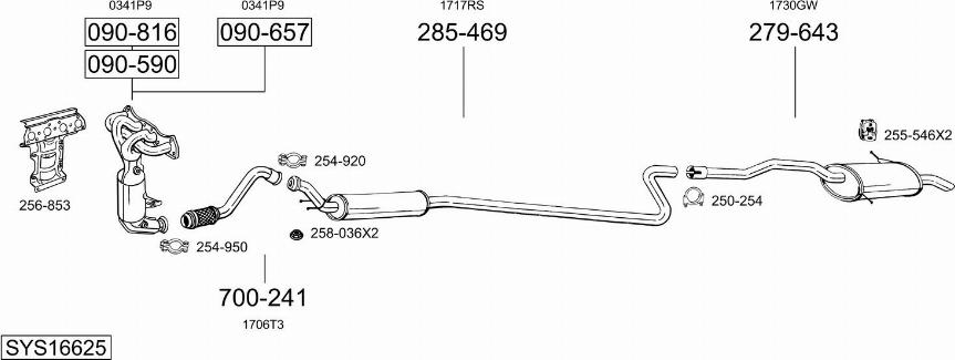 Bosal SYS16625 - Impianto gas scarico autozon.pro