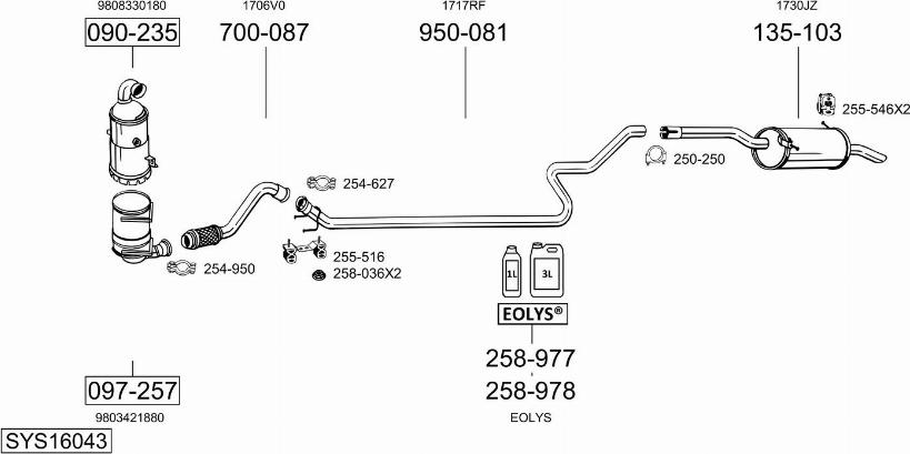 Bosal SYS16043 - Impianto gas scarico autozon.pro