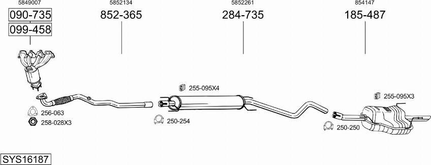 Bosal SYS16187 - Impianto gas scarico autozon.pro