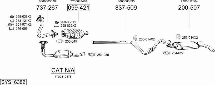 Bosal SYS16382 - Impianto gas scarico autozon.pro