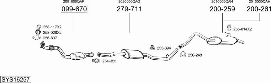 Bosal SYS16257 - Impianto gas scarico autozon.pro