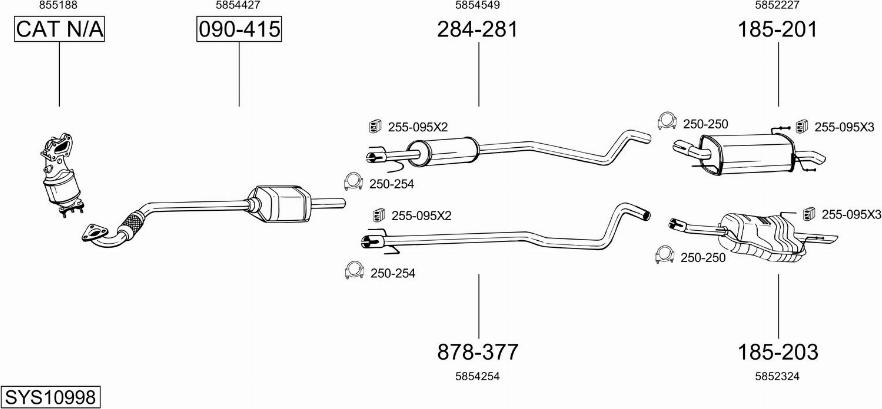 Bosal SYS10998 - Impianto gas scarico autozon.pro