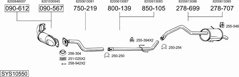 Bosal SYS10550 - Impianto gas scarico autozon.pro