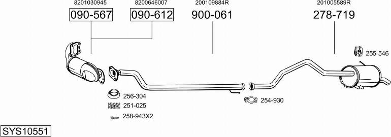 Bosal SYS10551 - Impianto gas scarico autozon.pro