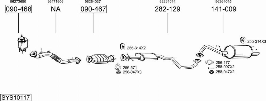 Bosal SYS10117 - Impianto gas scarico autozon.pro