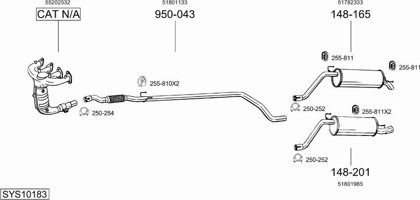 Bosal SYS10183 - Impianto gas scarico autozon.pro