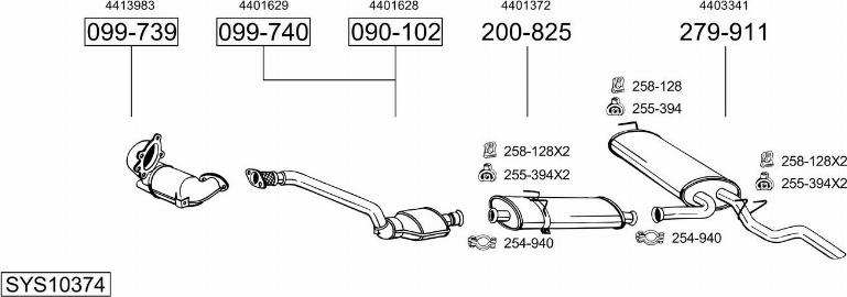 Bosal SYS10374 - Impianto gas scarico autozon.pro