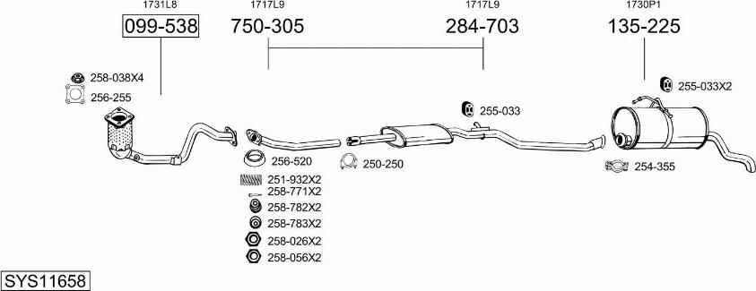 Bosal SYS11658 - Impianto gas scarico autozon.pro