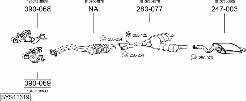 Bosal SYS11619 - Impianto gas scarico autozon.pro