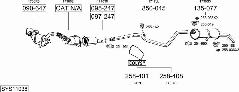 Bosal SYS11038 - Impianto gas scarico autozon.pro