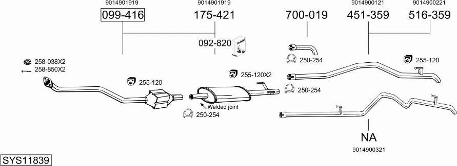 Bosal SYS11839 - Impianto gas scarico autozon.pro