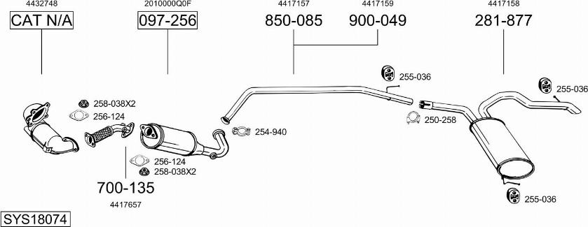 Bosal SYS18074 - Impianto gas scarico autozon.pro