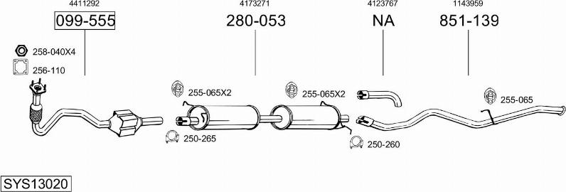 Bosal SYS13020 - Impianto gas scarico autozon.pro