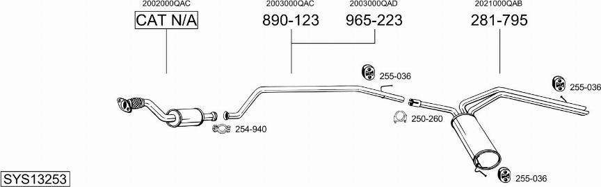 Bosal SYS13253 - Impianto gas scarico autozon.pro