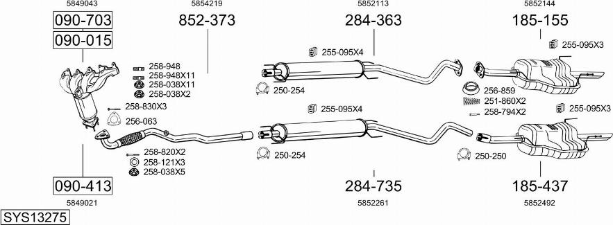 Bosal SYS13275 - Impianto gas scarico autozon.pro