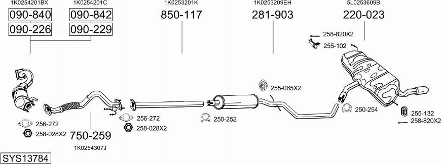 Bosal SYS13784 - Impianto gas scarico autozon.pro