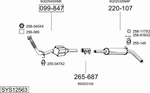 Bosal SYS12563 - Impianto gas scarico autozon.pro