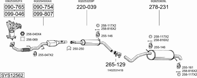 Bosal SYS12562 - Impianto gas scarico autozon.pro