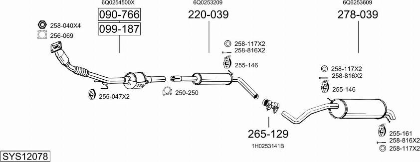 Bosal SYS12078 - Impianto gas scarico autozon.pro