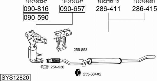 Bosal SYS12820 - Impianto gas scarico autozon.pro