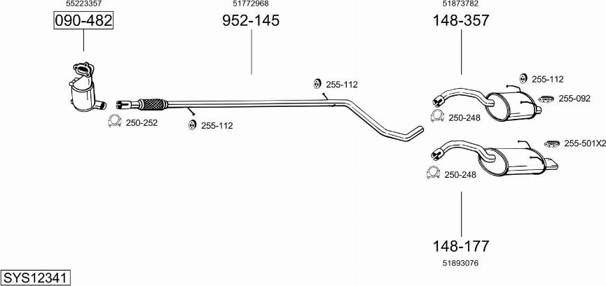 Bosal SYS12341 - Impianto gas scarico autozon.pro