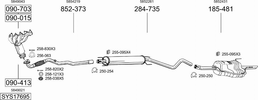 Bosal SYS17695 - Impianto gas scarico autozon.pro