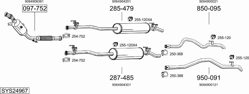 Bosal SYS24967 - Impianto gas scarico autozon.pro