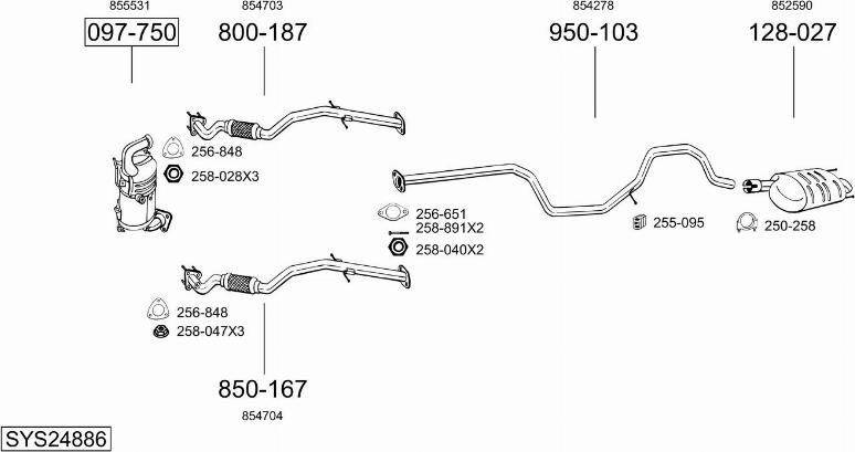 Bosal SYS24886 - Impianto gas scarico autozon.pro