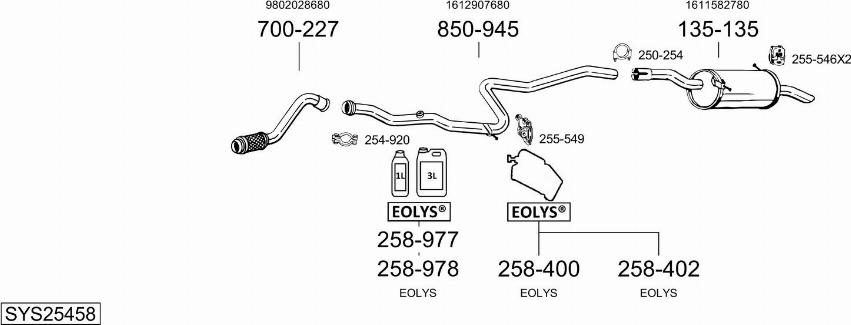 Bosal SYS25458 - Impianto gas scarico autozon.pro