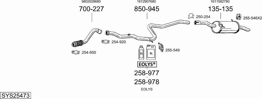 Bosal SYS25473 - Impianto gas scarico autozon.pro