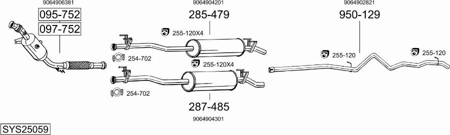 Bosal SYS25059 - Impianto gas scarico autozon.pro