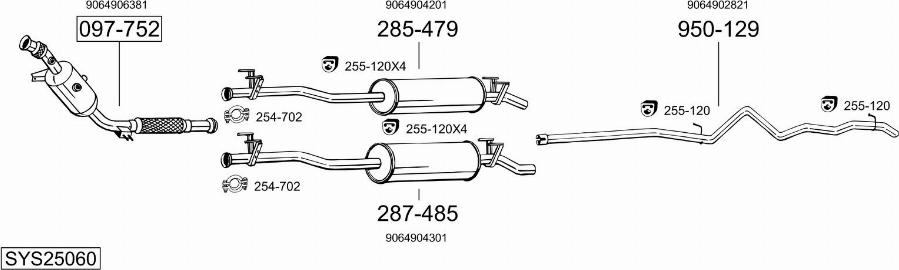 Bosal SYS25060 - Impianto gas scarico autozon.pro