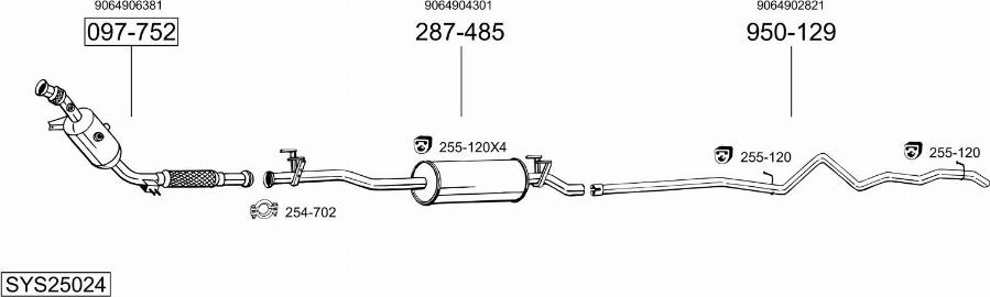 Bosal SYS25024 - Impianto gas scarico autozon.pro