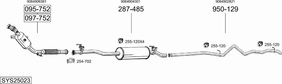 Bosal SYS25023 - Impianto gas scarico autozon.pro