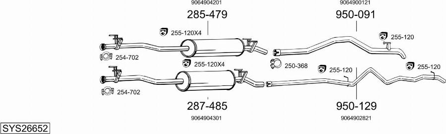 Bosal SYS26652 - Impianto gas scarico autozon.pro