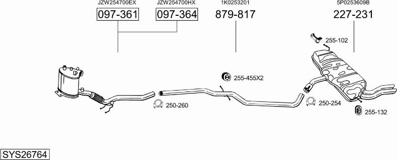 Bosal SYS26764 - Impianto gas scarico autozon.pro